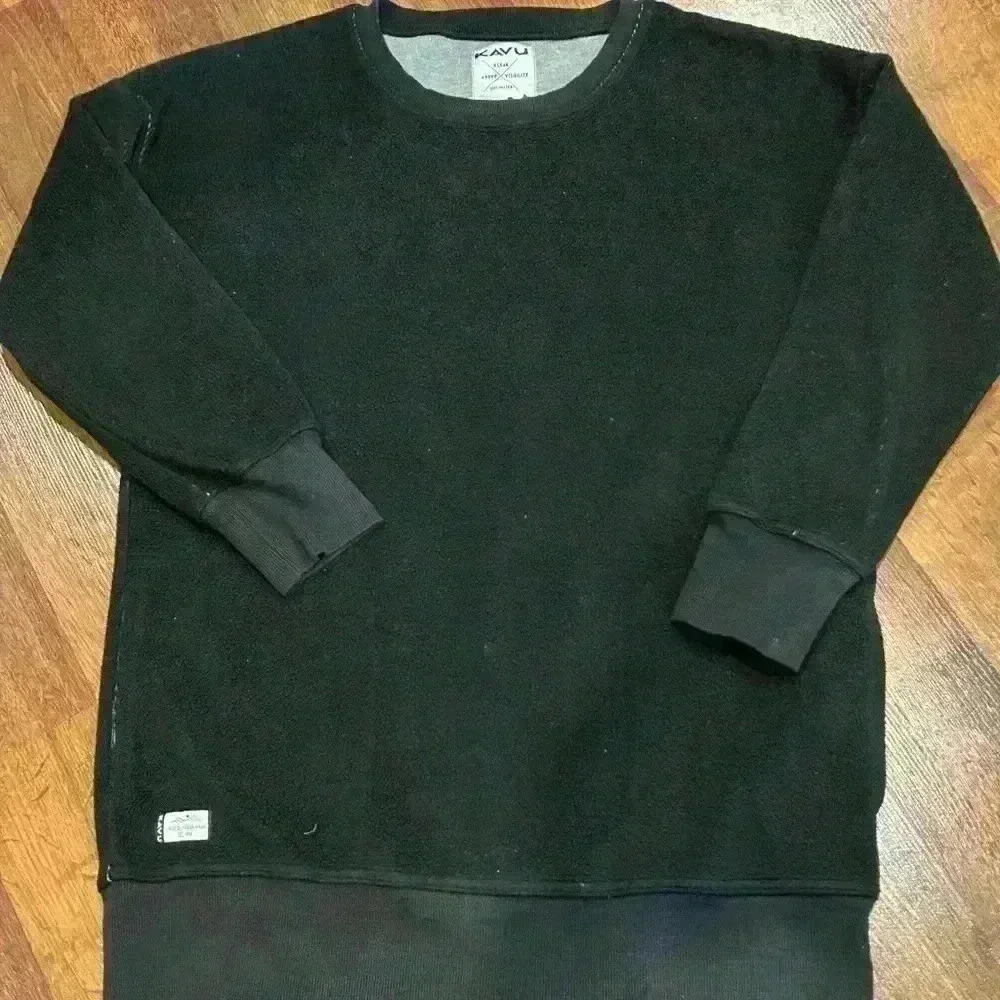 KAVU Sz M Riverton Black Pullover Cozy Plush Lux Lounge